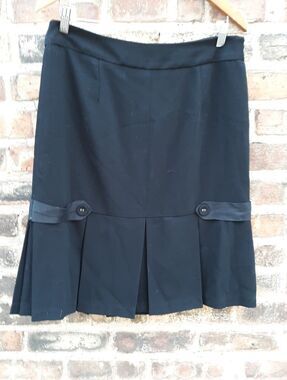 Mark Shale Skirt Vintage Size 10 Black Pleated Drop Waist Side Zip Made USA